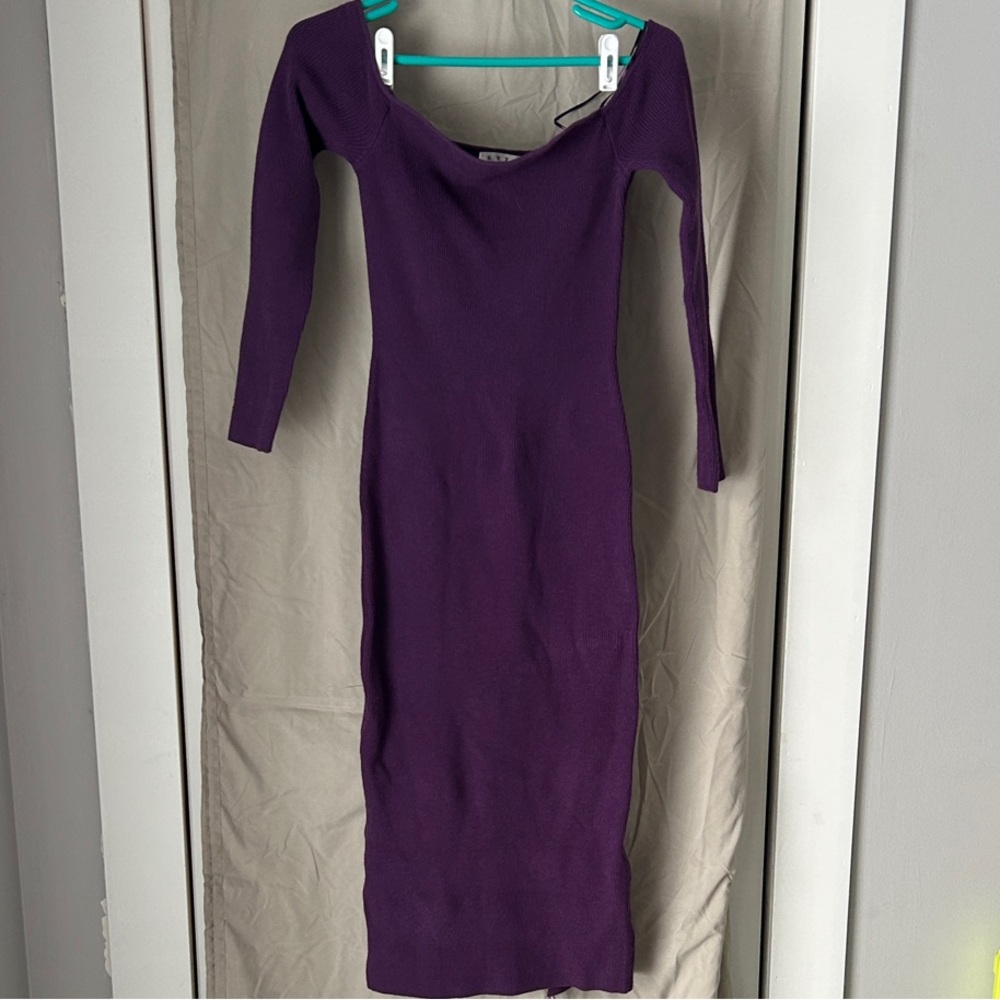 HYFVE Deep Purple Long Sleeve Dress Size:Large NEW